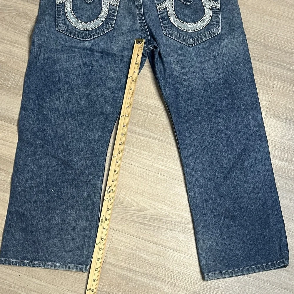 True Religion Men's Blue Denim Jeans Straight Leg W/Flaps Size‎ 38x25